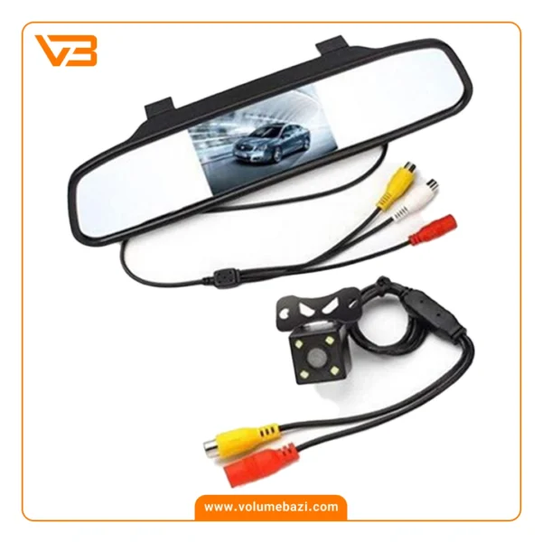 آینه مانیتور دار + دوربین دنده عقب استیل مدل MB-431_2