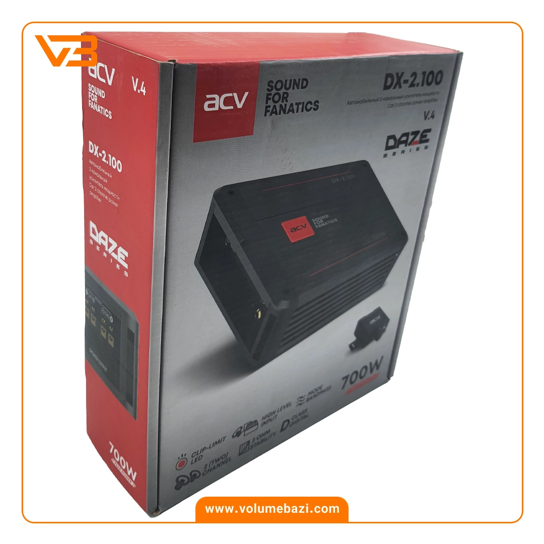 آمپلی فایر 2 کانال ای سی وی مدل DX-2.100 5 آمپلی فایر 2 کانال ای سی وی مدل DX-2.100
